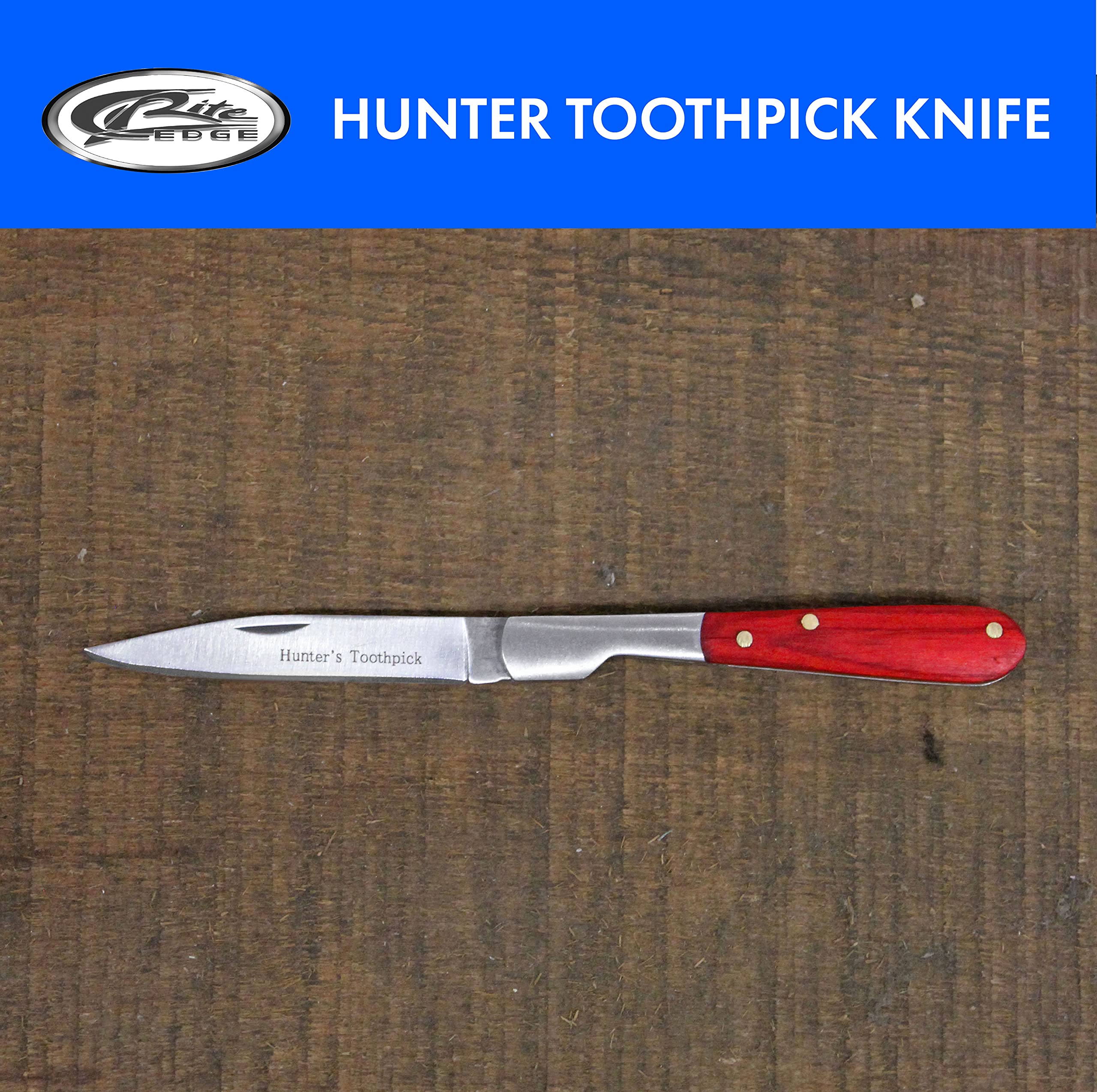 Szco Supplies 212071-HT Hunter's Toothpick Knife - Compact Pocket Knife for Outdoor, Camping & Survival - Stainless Steel Blade with Wood Handle - Perfect for Hunting, Fishing & Everyday Carry (EDC)