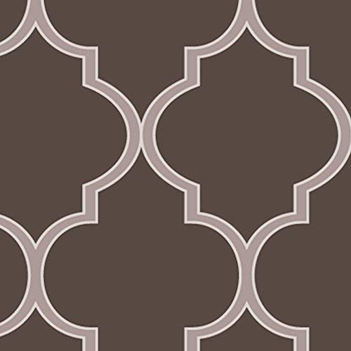 Simple Shapes Moroccan Wallpaper - Chocolate Brown - 2 ft x 9 ft - Peel and Stick Wallpaper for Bedroom, Living Room, or Office Decor