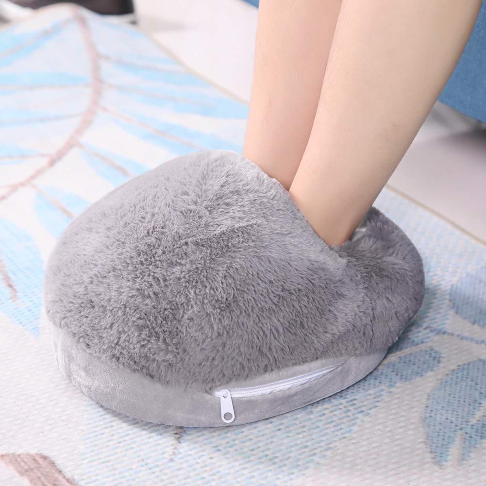 USB Heated Winter Slippers - Electric Foot Warmers for Cold Weather, Office & Indoor Use - Cozy Gray Warm Shoes for Home, Work & Outdoor Activities