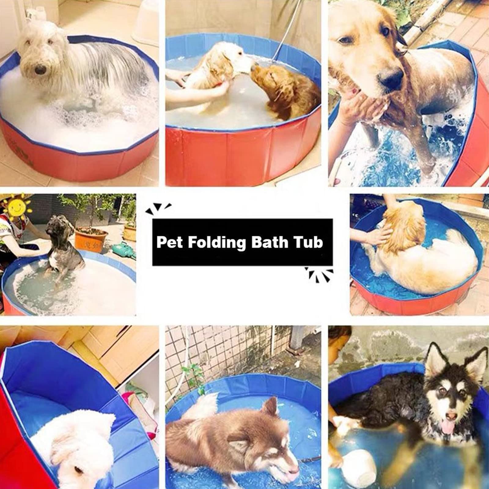 Foldable Dog Pool - Portable Collapsible Pet Swimming Pool for Dogs, Cats & Kids | Anti-Slip PVC Puppy Bath Tub for Backyard, Beach & Outdoor Play | Perfect for Bathing, Cooling & Summer Fun