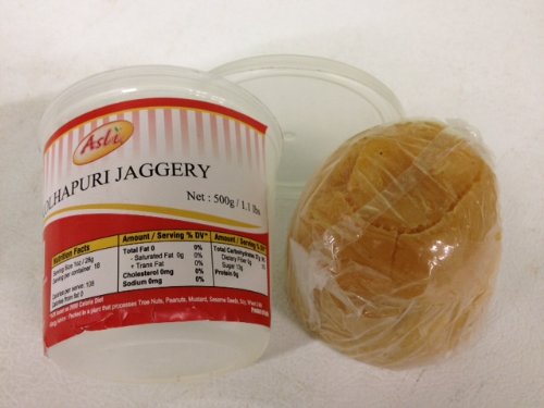 Organic Kolhapuri Jaggery (Gud) 500g (1.1lb) - Pure Unrefined Indian Cane Sugar - Natural Sweetener for Tea, Baking & Ayurvedic Recipes - Authentic Indian Grocery & Pantry Staple