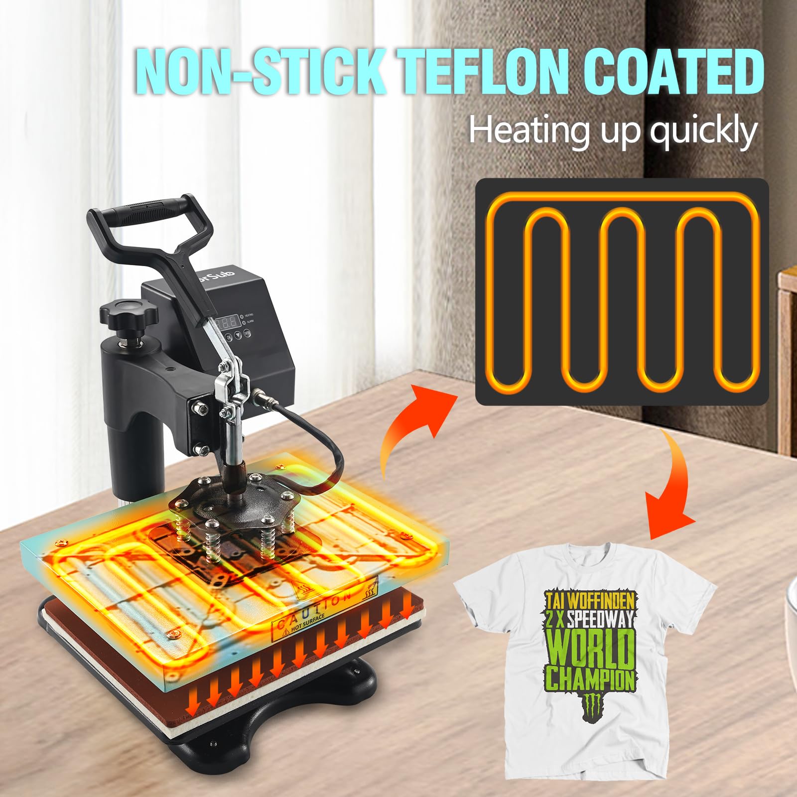 ColorSub 9x12 Inch Heat Press Machine for T-Shirts - 3 in 1 Small Sublimation Heat Transfer Press for DIY Crafts, Custom Apparel & Small Business Use