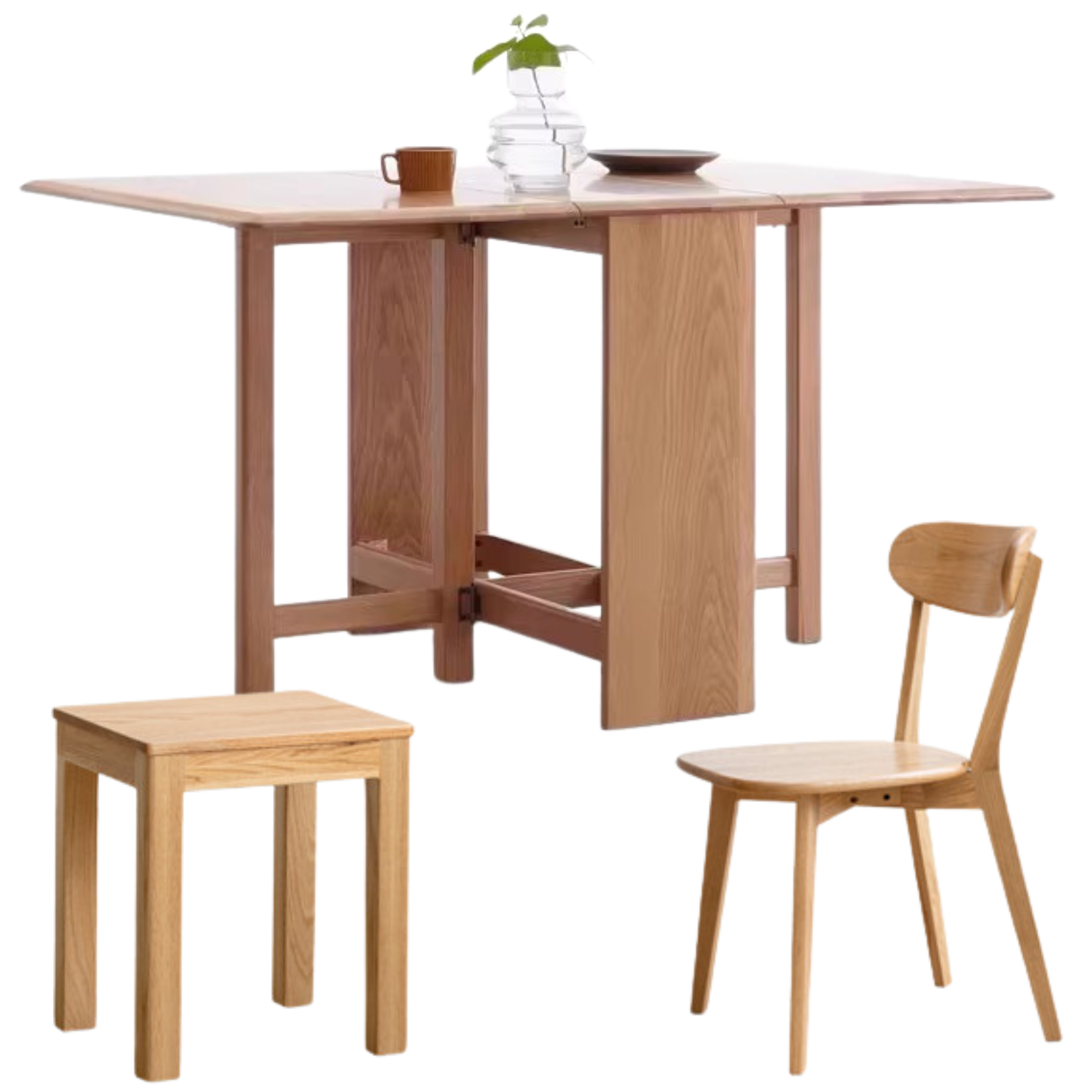 **Solid Oak Wood Extendable Dining Table - Expandable for 6 to 8 Seats - Perfect for Small Spaces & Entertaining Guests**