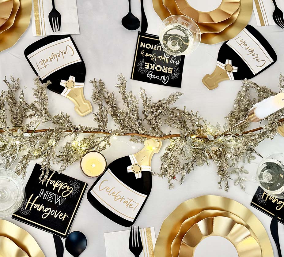 Elegant Champagne Celebration Table Set - 12-Piece Gold & Crystal Party Decor for Weddings, Anniversaries & Special Events