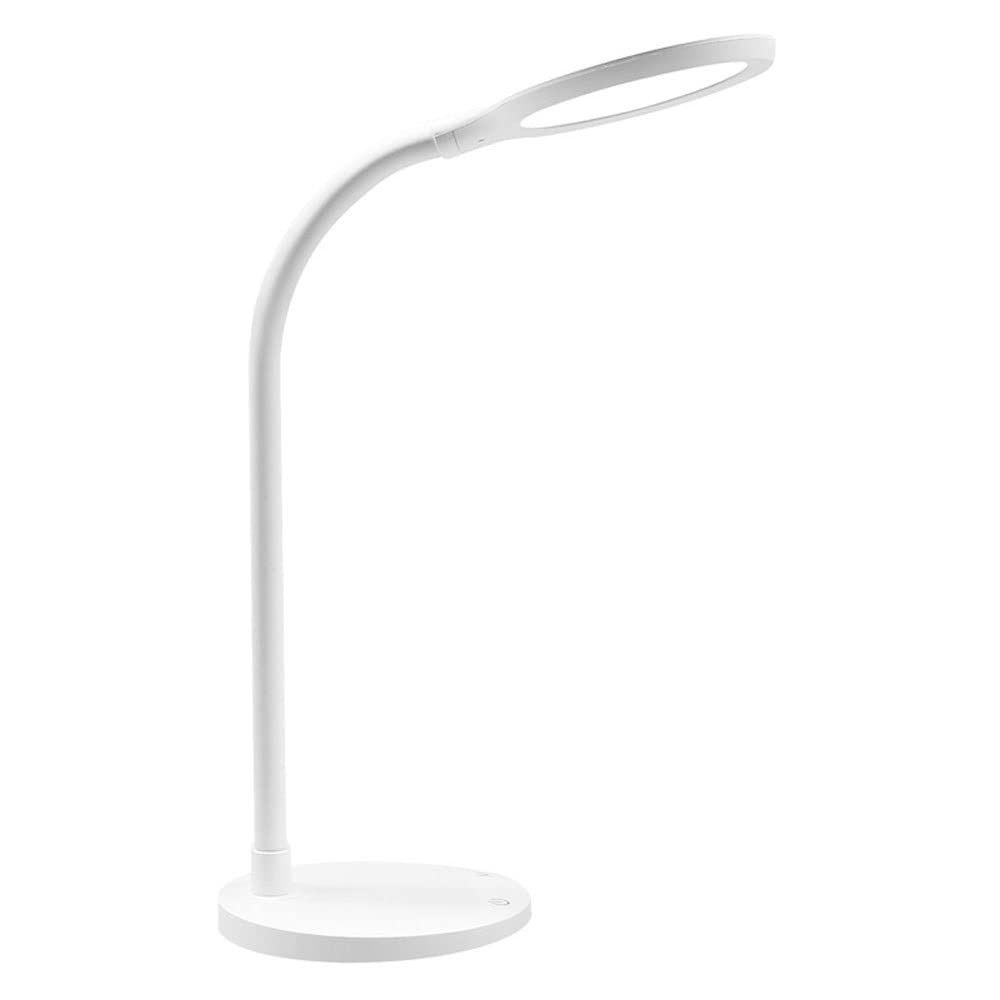 HTCAT 18W LED Desk Lamp with Touch Switch & 3-Speed Dimming, Adjustable Silicone Hose, Portable Study Light for Office, Dorm, Bedroom, Living Room - Perfect for Reading, Working & Night Use (White)
