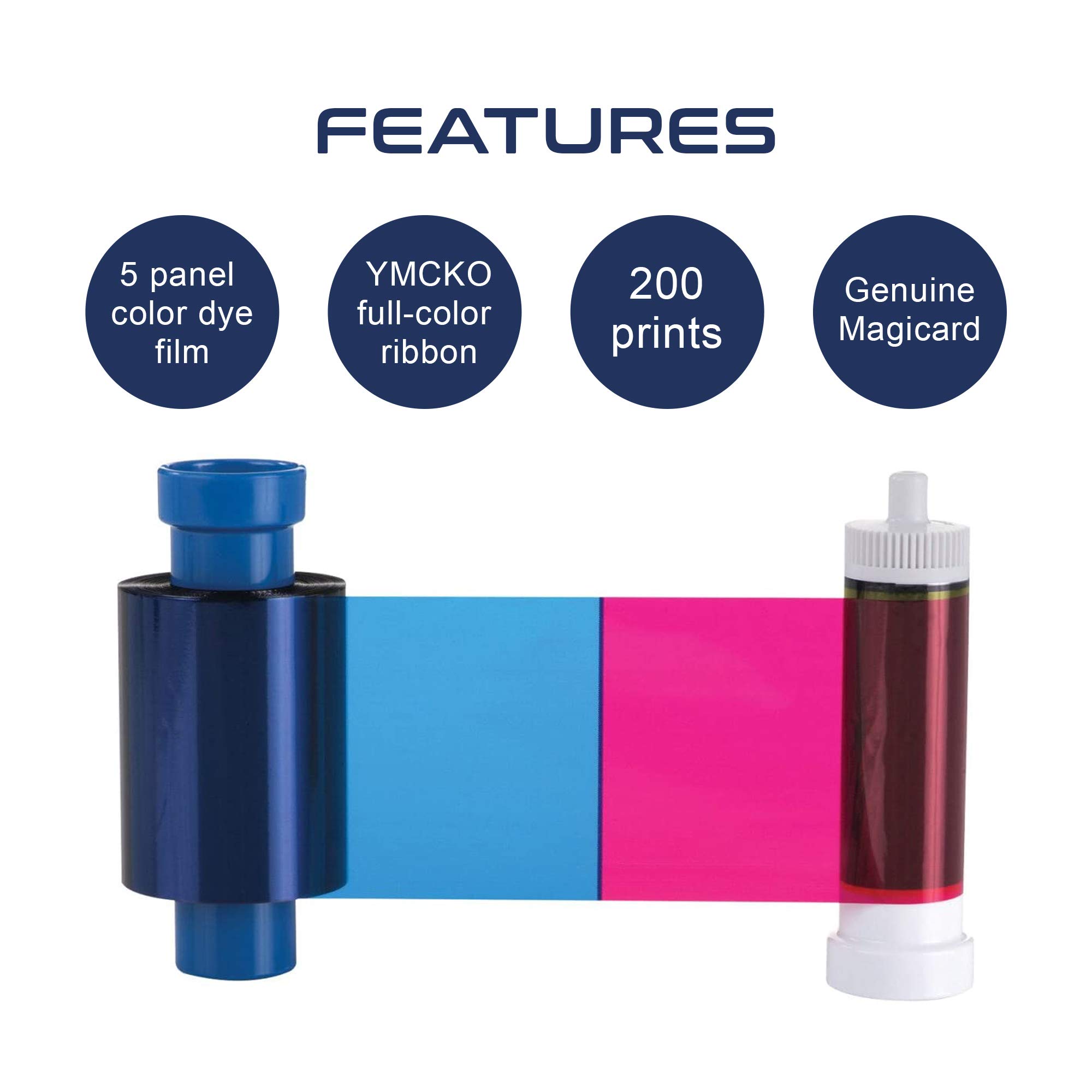 Evolis YMCKO High-Quality Ribbon Cassette (R5F008AAA) - 300 Print Color Ribbon Compatible with Evolis Primacy Printer | Perfect for ID Card Printing, Badge Making & Secure Document Production