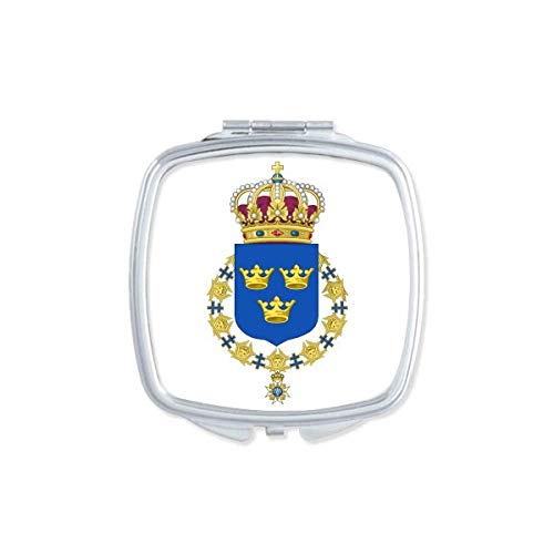DIYthinker Sweden Europe National Emblem Mirror - Portable Compact Pocket Makeup Mirror with Double Sided Glass - Perfect for Travel, Home, and On-the-Go Touch Ups