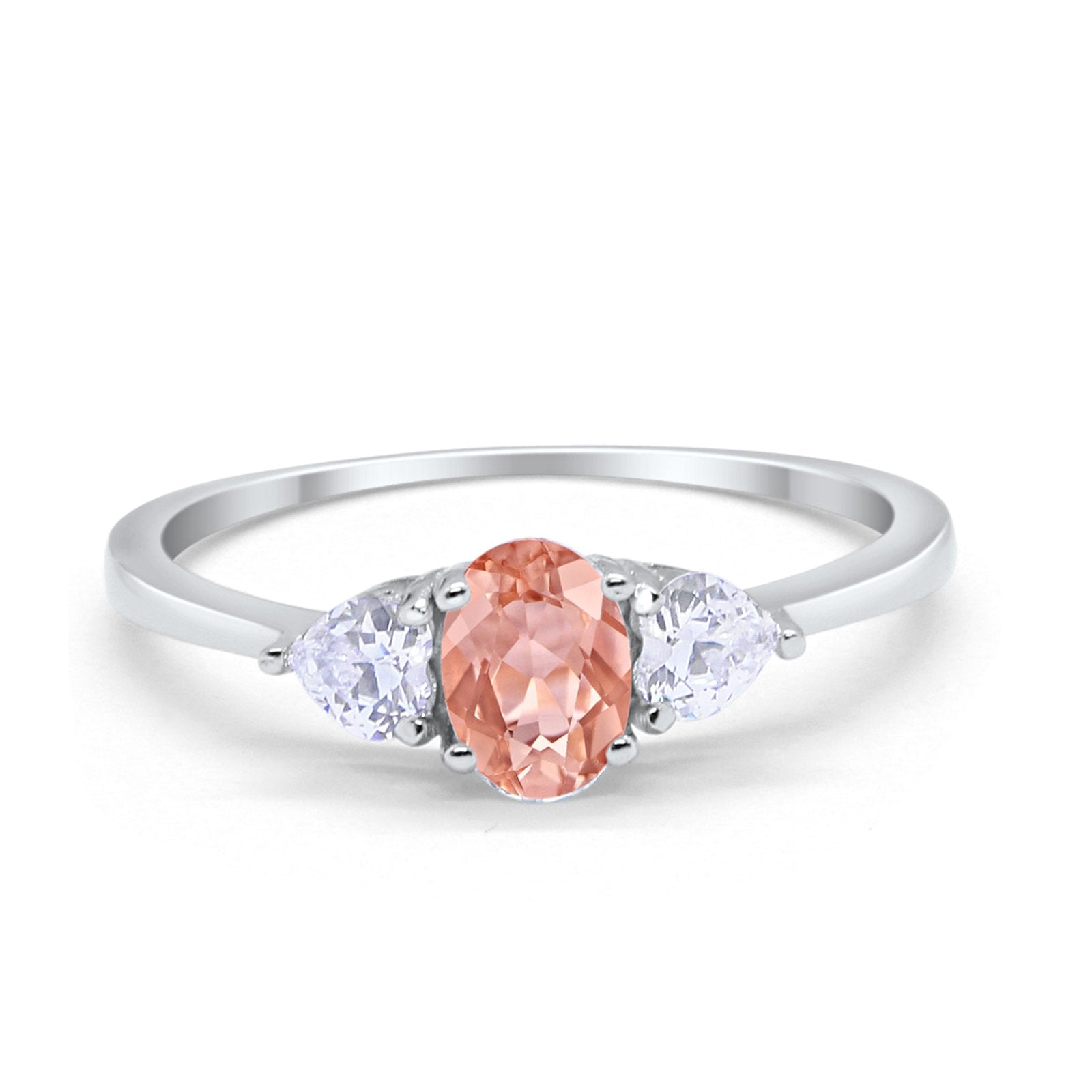 3 Stone Oval Promise Ring - 925 Sterling Silver with Simulated Cubic Zirconia - Elegant Fashion Jewelry for Women - Perfect for Anniversaries, Engagements & Special Occasions