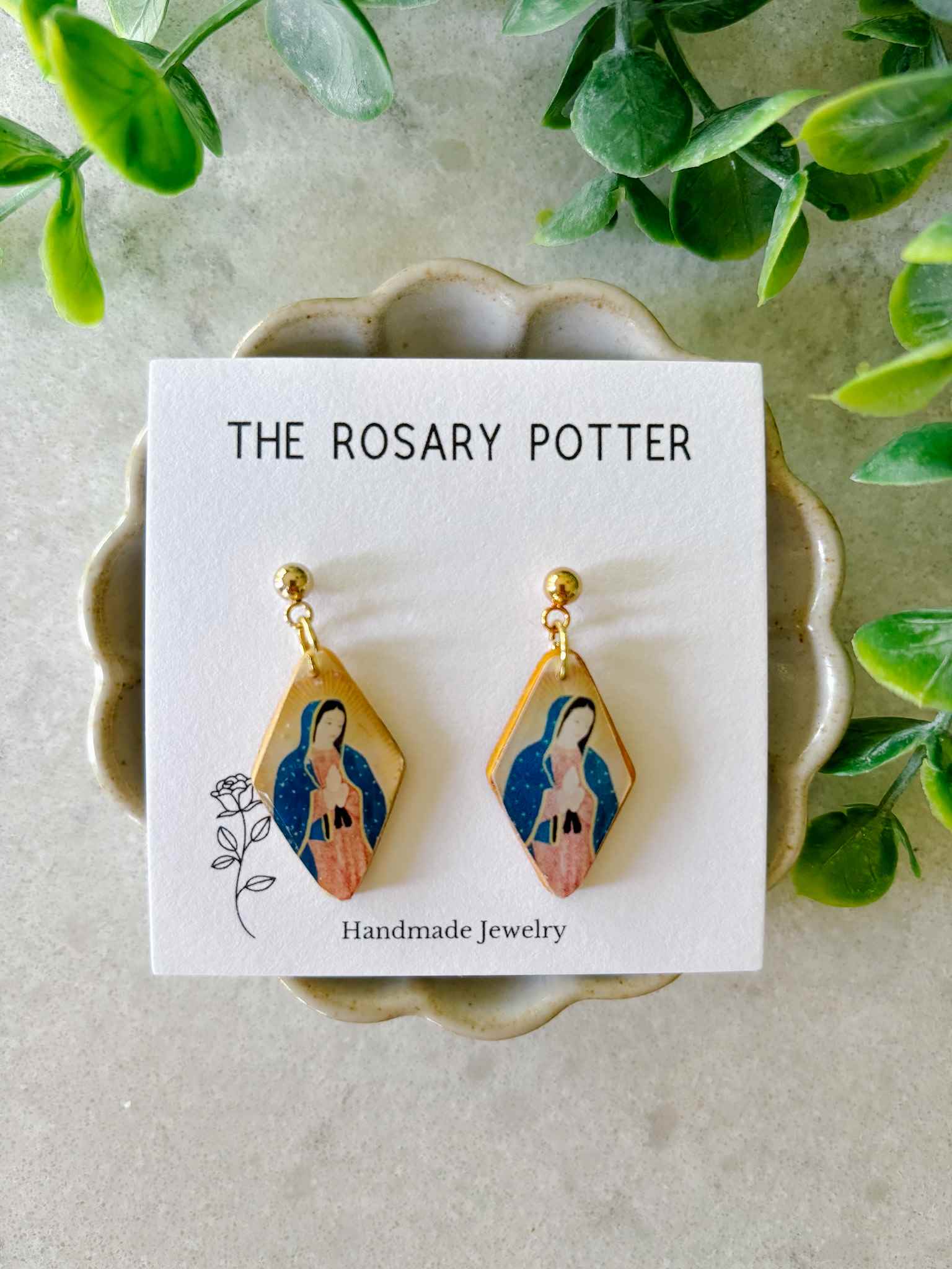 Handmade Our Lady of Guadalupe Earrings - Religious Jewelry for Women - Perfect for Church, Prayer & Special Occasions