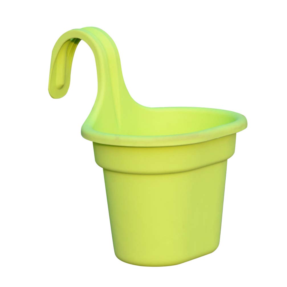 YARDWE Hanging Flower Pots - Resin Bucket Planter for Balcony, Garden, Patio, Rail & Fence - Indoor/Outdoor Decor (Green) | Perfect for Small Space Gardening & Home Decoration