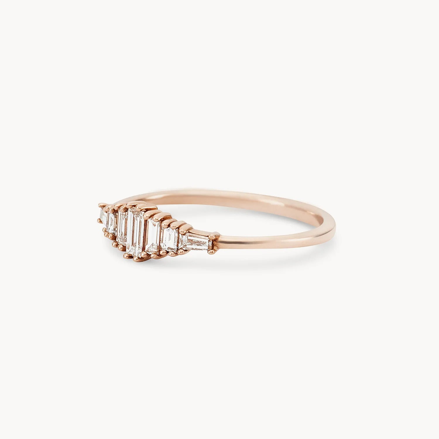 14K Rose Gold Daybreak Band with White Diamonds - Elegant Stackable Ring for Women, Perfect for Weddings, Anniversaries & Everyday Luxury Jewelry
