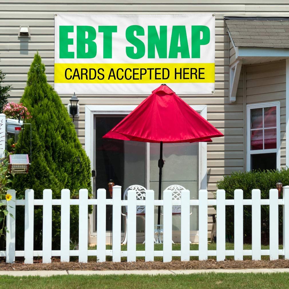 Custom Vinyl Banner - Multiple Sizes (60x144 Inches) | Weatherproof, Durable Outdoor Business Sign with 10 Grommets | Accepts EBT & SNAP Cards | Perfect for Storefronts, Yard Sales, and Industrial Advertising