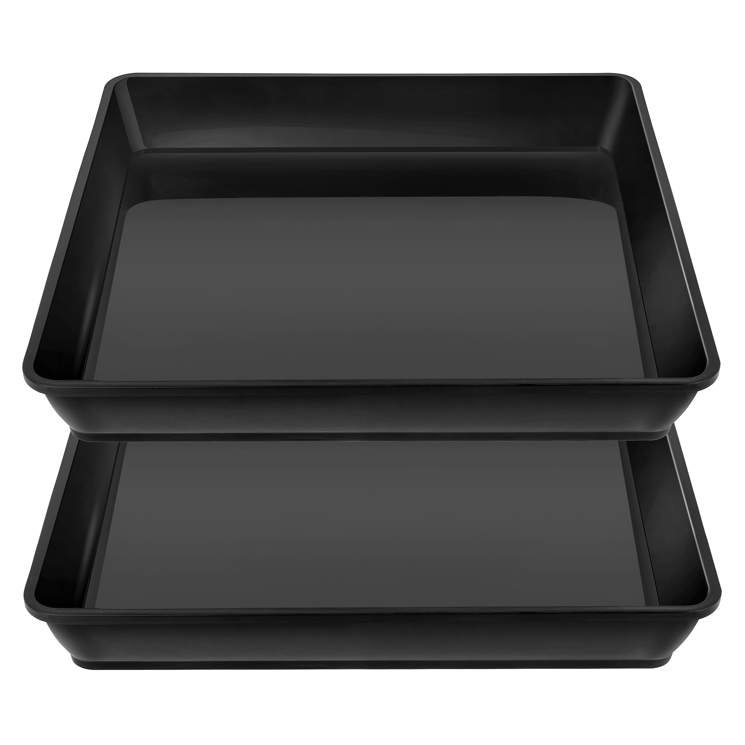 16 Inch Square Plant Saucer 2 Pack - Heavy Duty Plastic Plant Pot Trays for Indoor and Outdoor Use - Perfect for Garden, Patio, Balcony & Greenhouse Planters