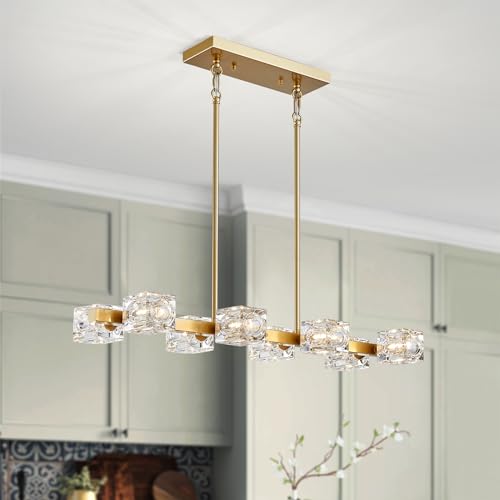 Gold Chandelier-rectangle 8 Light