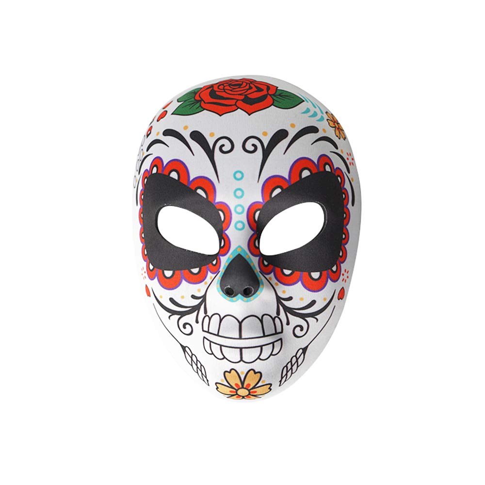 Day of The Dead Sugar Skull Mask - Mexican Halloween Costume Accessory (2-Pack) for Dia de Los Muertos Parties & Masquerade Events