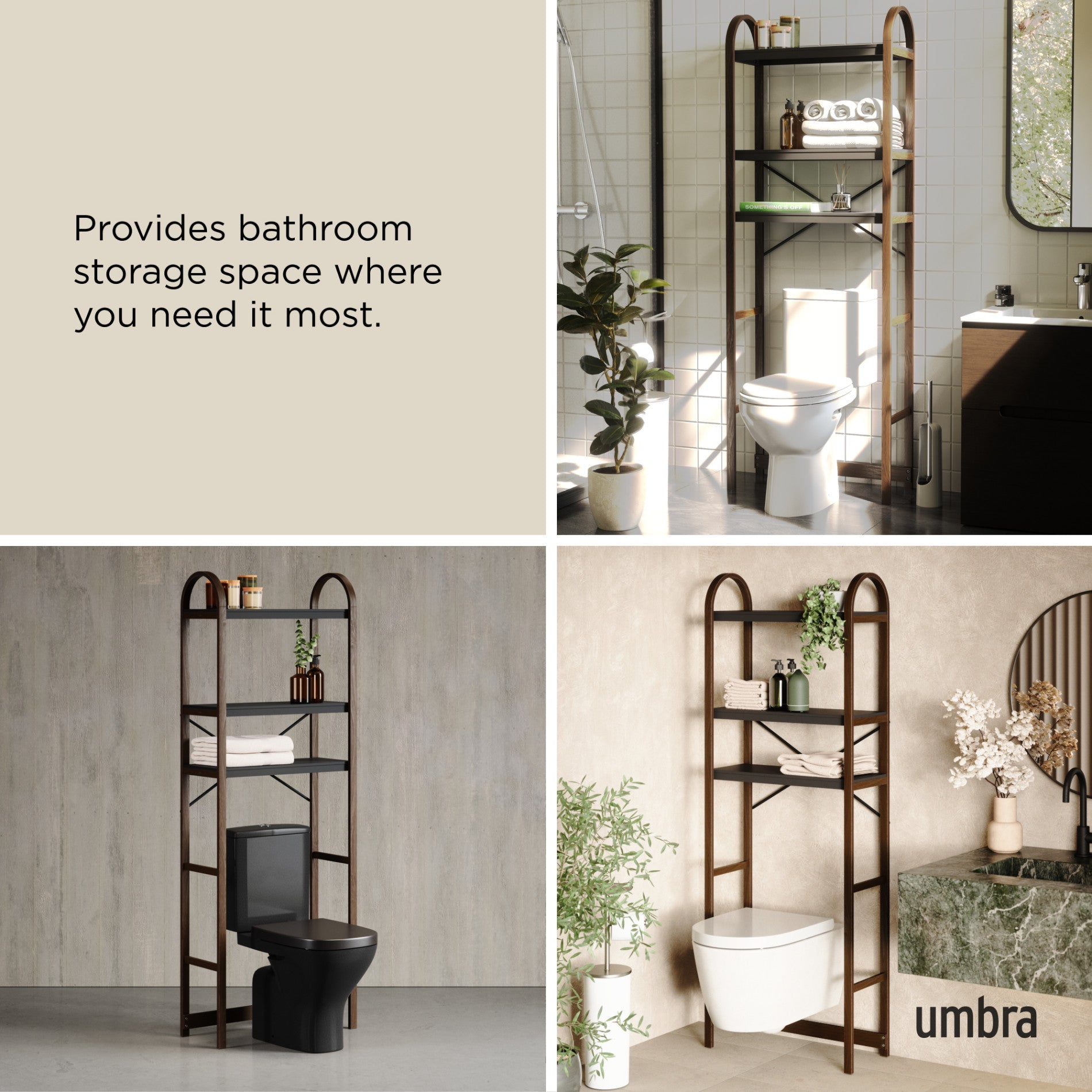 Bellwood Over the Toilet Shelf - Space Saving Bathroom Storage Organizer for Towels, Toiletries & Decor - Perfect for Small Bathrooms & Powder Rooms