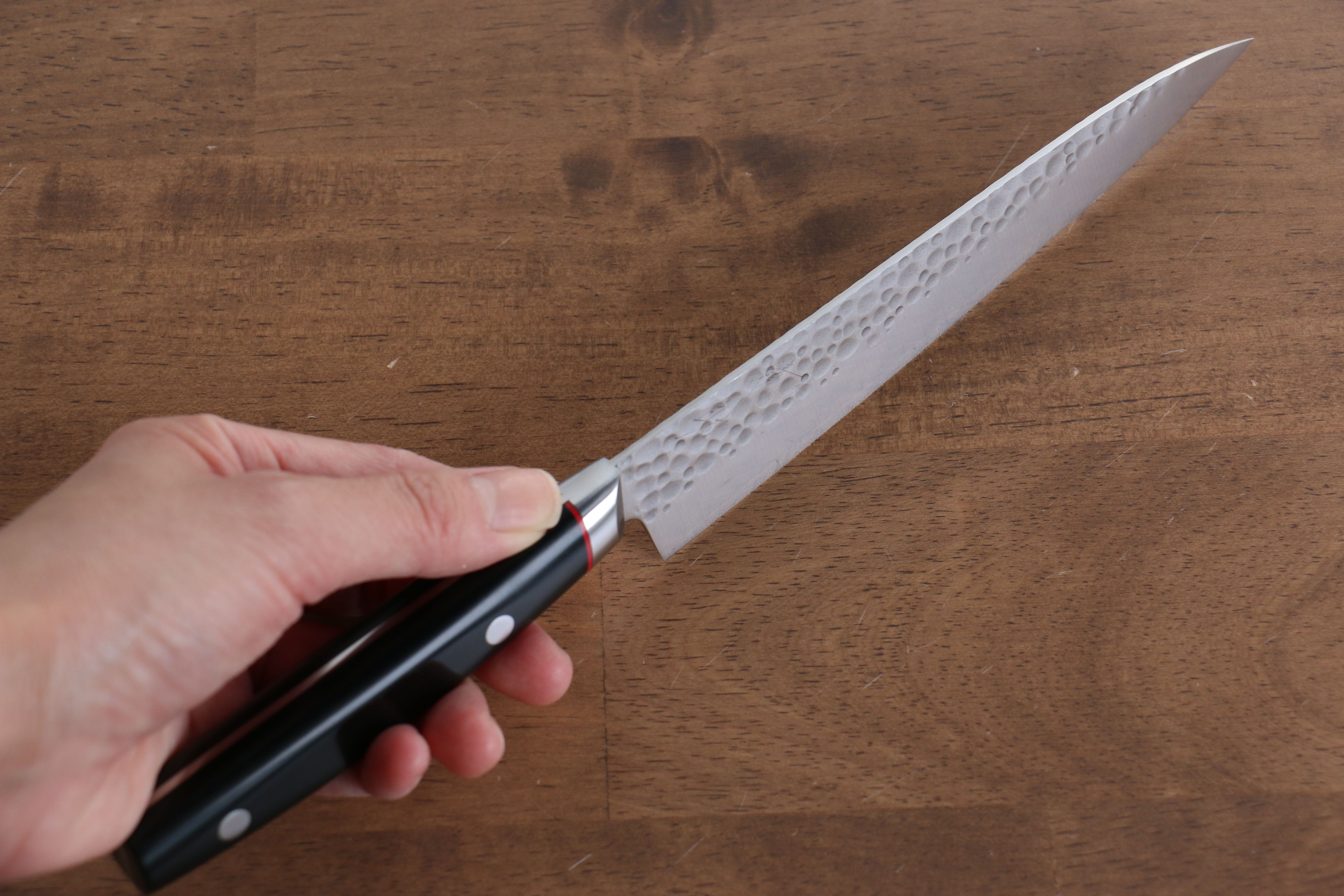 Seisuke PRO J VG10 Hammered Petty Utility Knife 150mm - Black Micarta Handle Japanese Kitchen Knife for Slicing, Chopping & Precision Cutting - Perfect for Home Chefs & Professional Kitchens