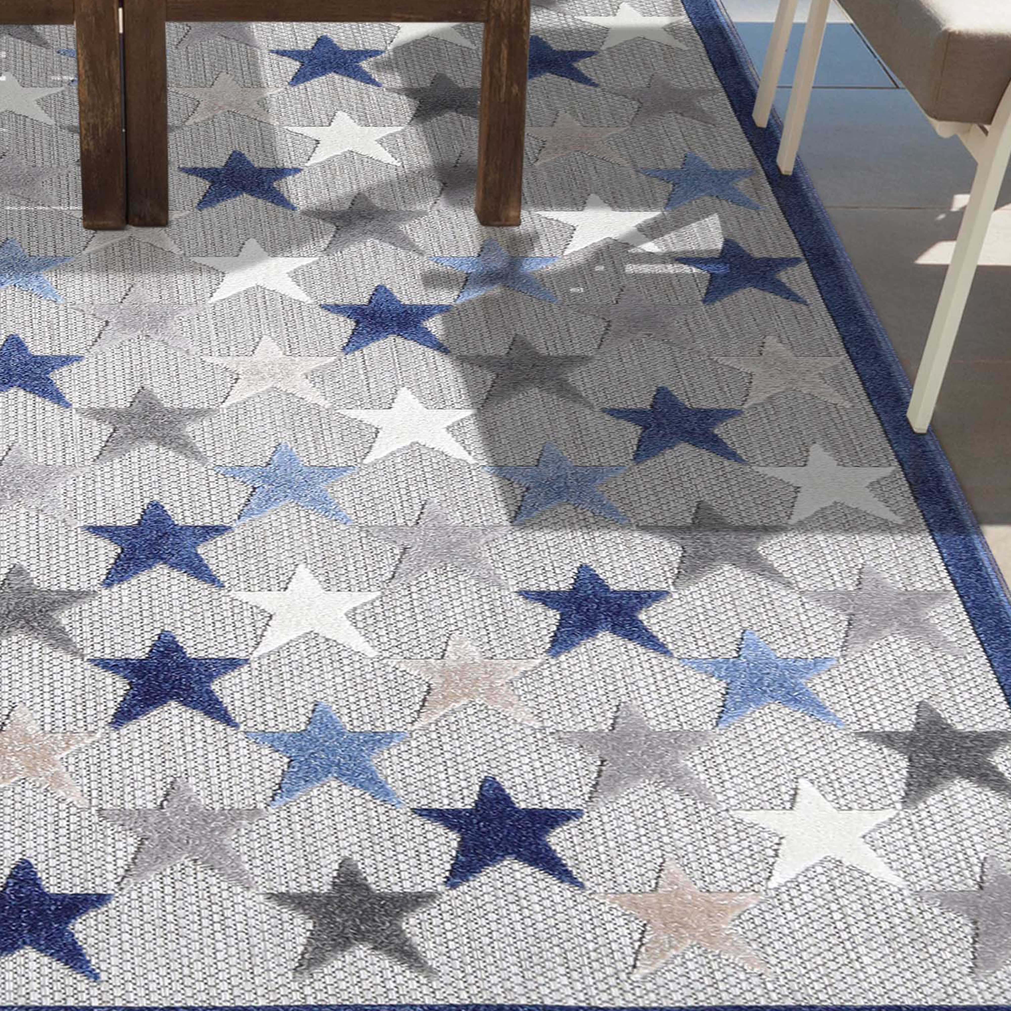Juniper Modern Stars Area Rug - Soft Indoor/Outdoor Carpet for Living Room, Bedroom, Patio - Non-Slip Decorative Floor Mat for Home & Office