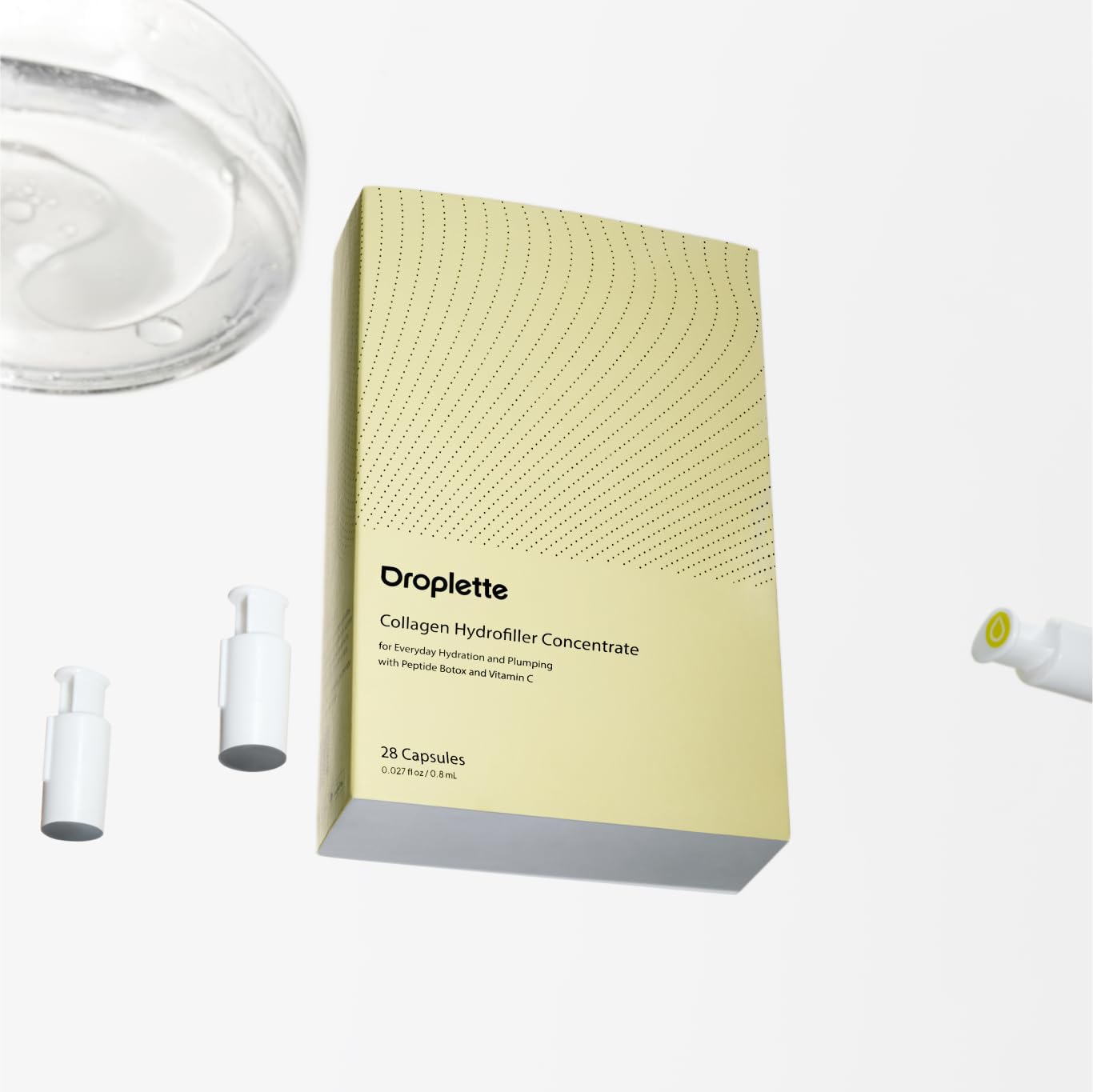 Droplette Collagen-Boosting Hydrofiller Refill Capsules - Anti-Aging Skincare Treatment with Collagen, Argireline, Vitamin C & Turmeric for Hydration, Plumping & Lifting - 30 Capsules for Face & Neck Rejuvenation - Perfect for Daily Skincare Routine & Travel