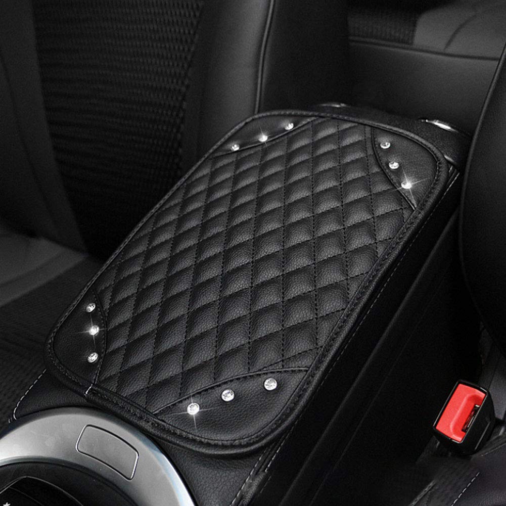 EGABNG Universal PU Leather Car Center Console Armrest Cover Protector - Non-Slip Comfort for Sedans, SUVs & Trucks (Driving & Road Trips)