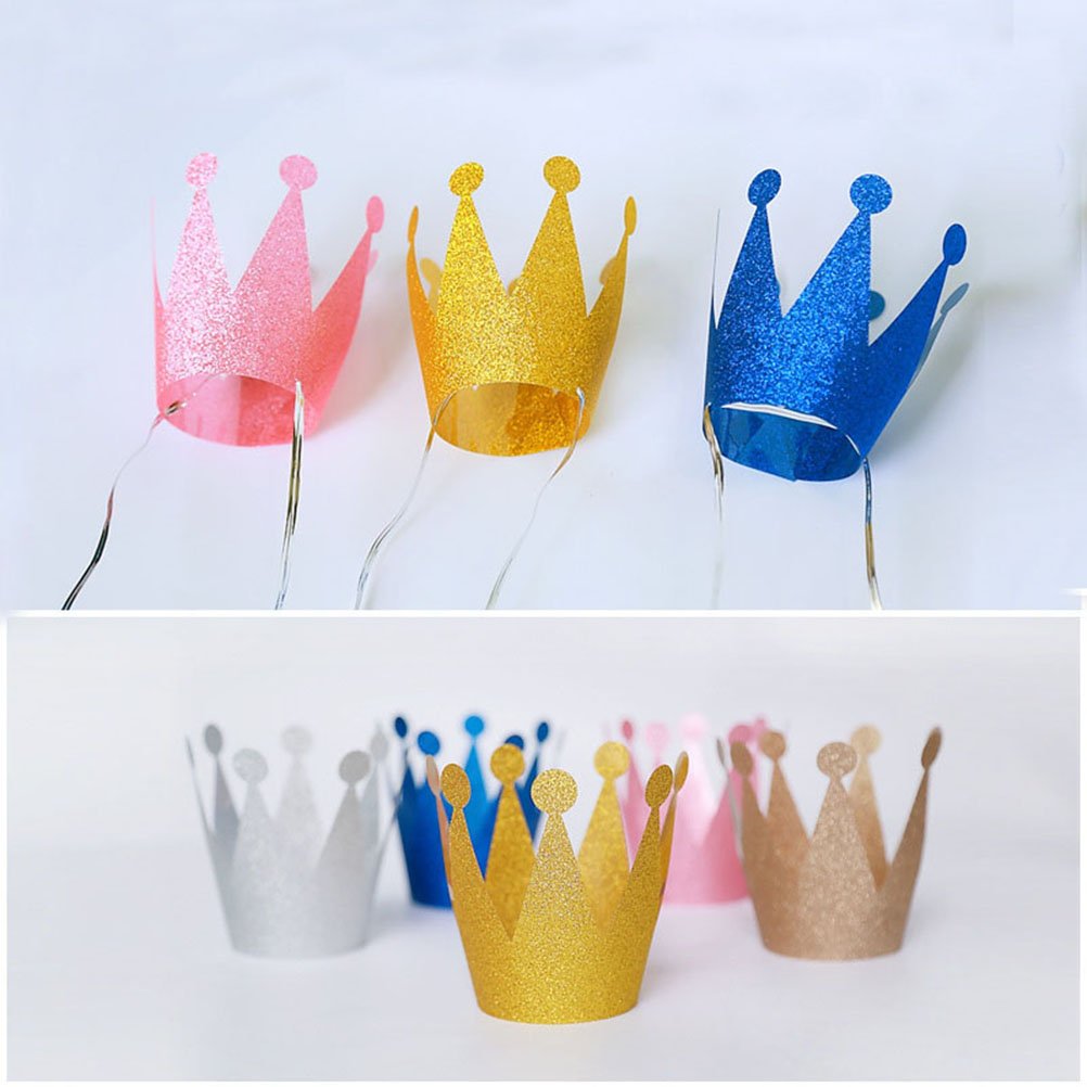 18PCS Princess & Prince Crown Hats for Kids Adults - Pink Silver Glitter Party Hats for Birthday, Wedding, Halloween Costume & Royal Theme Decorations