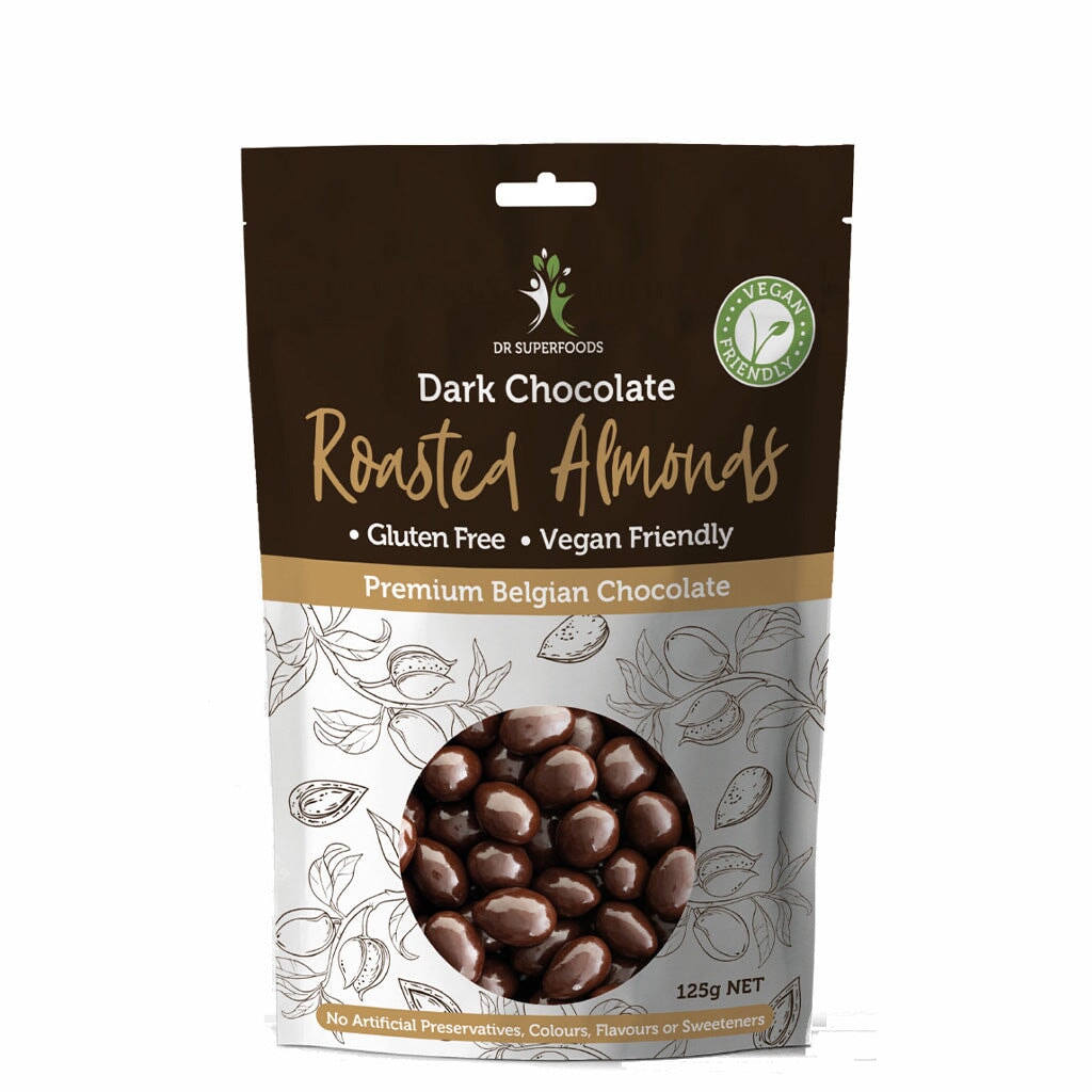 Organic Dark Chocolate Covered Almonds – Premium Superfood Snack for Energy & Health – Perfect for Workouts, Hiking & Healthy Desserts
