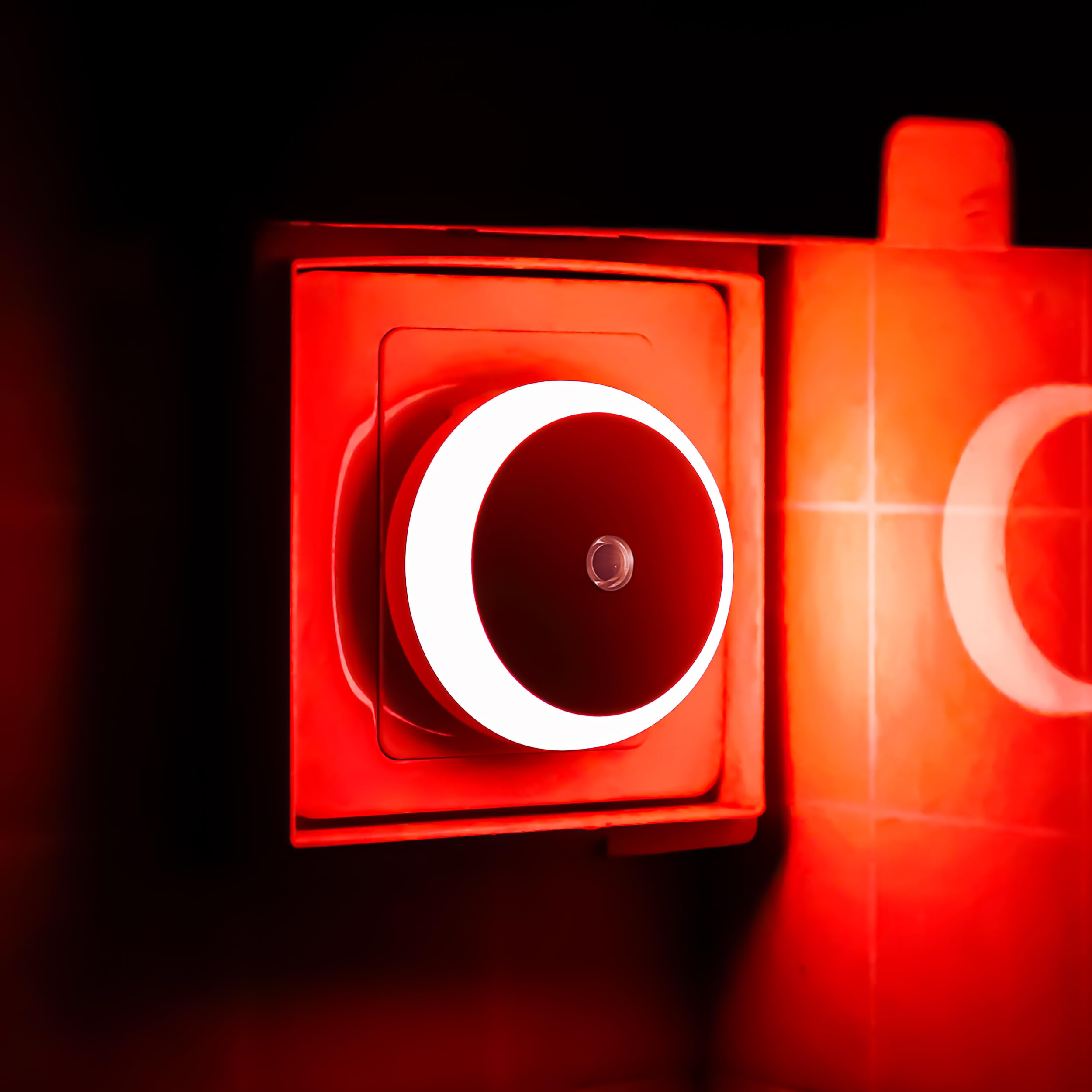 Red LED Night Light Plug in with Dusk to Dawn Smart Sensor - 2 Pack Round Wall Nightlight for Better Sleep - Perfect for Bedroom, Bathroom, Kids Room, Kitchen, Hallway & Stairway - Creates Soothing Ambiance for Nighttime Safety and Relaxation