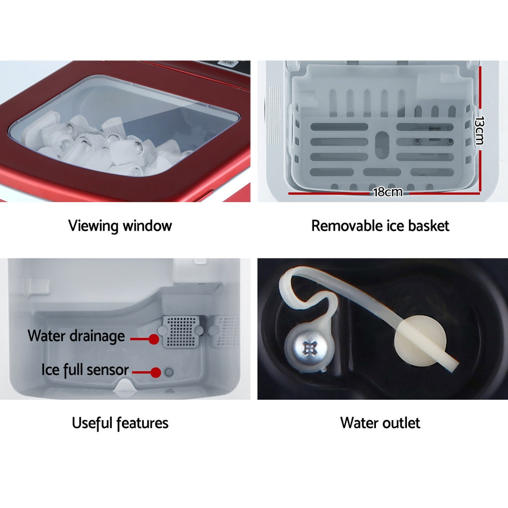Devanti 2L Portable Ice Maker Machine - Fast & Easy Countertop Ice Cube Maker for Home, Bar, Office - Perfect for Cocktails, Beverages, and Parties