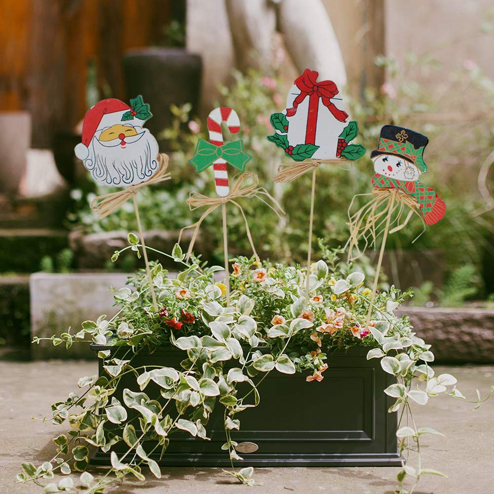 3 Pack Christmas Yard Decorations - Santa Claus, Candy Cane & Snowman Garden Stakes for Flower Pots, Lawn & Holiday Display | Perfect for Front Yard, Porch & Winter Festival Decor