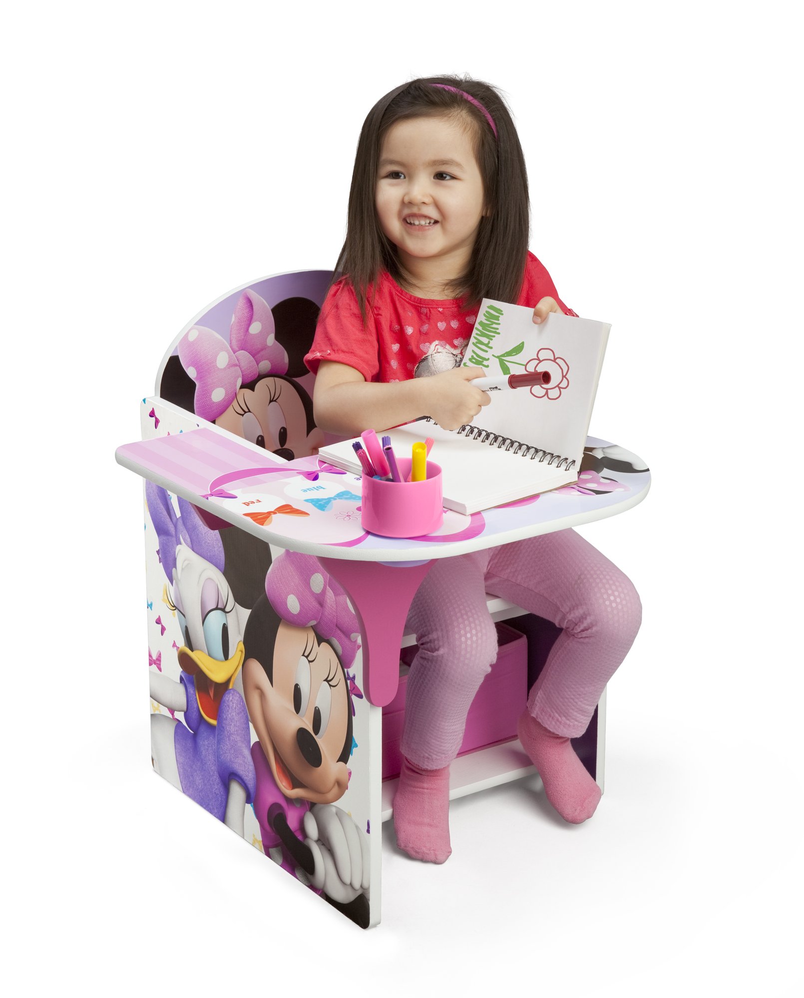 Delta Children Disney Minnie Mouse Chair Desk with Storage Bin - Kids Study Table, Playroom Furniture for Toddlers & Preschoolers - Perfect for Homework, Arts & Crafts, and Bedroom Organization