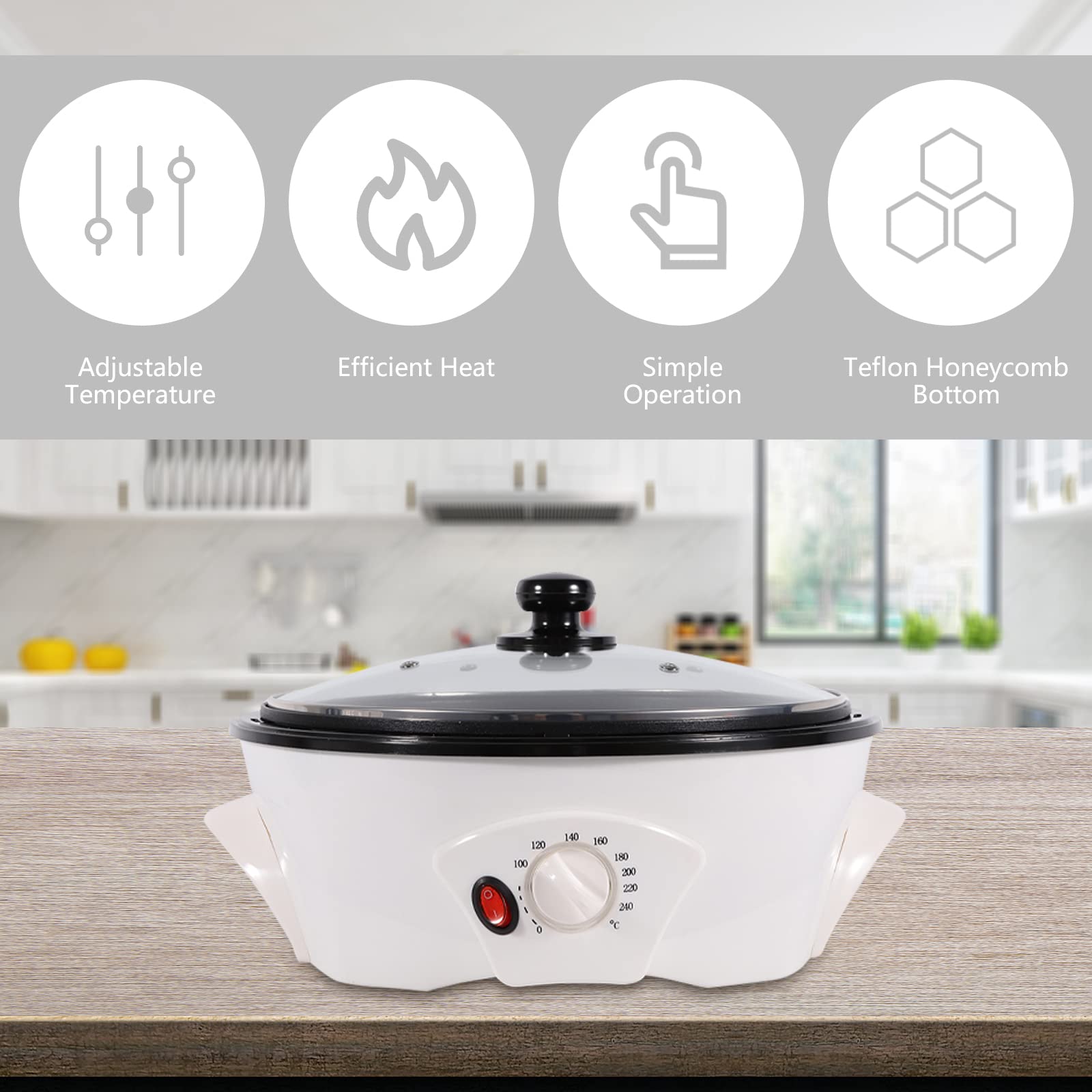 110V 800W Electric Coffee Roaster Machine for Home Use - 500g Capacity Coffee Bean Roaster for Coffee Lovers | Perfect for Fresh Roasting at Home, Gifts, and Small Coffee Shops