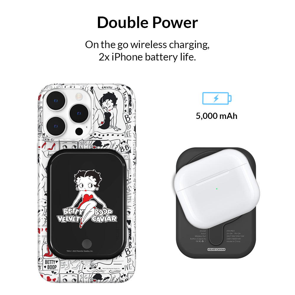 Betty Boop MagSafe Power Bank 5000mAh Portable Charger for iPhone 12/13/14 - Cute Cartoon Design, Fast Wireless Charging - Perfect for Travel, Work, and Everyday Use