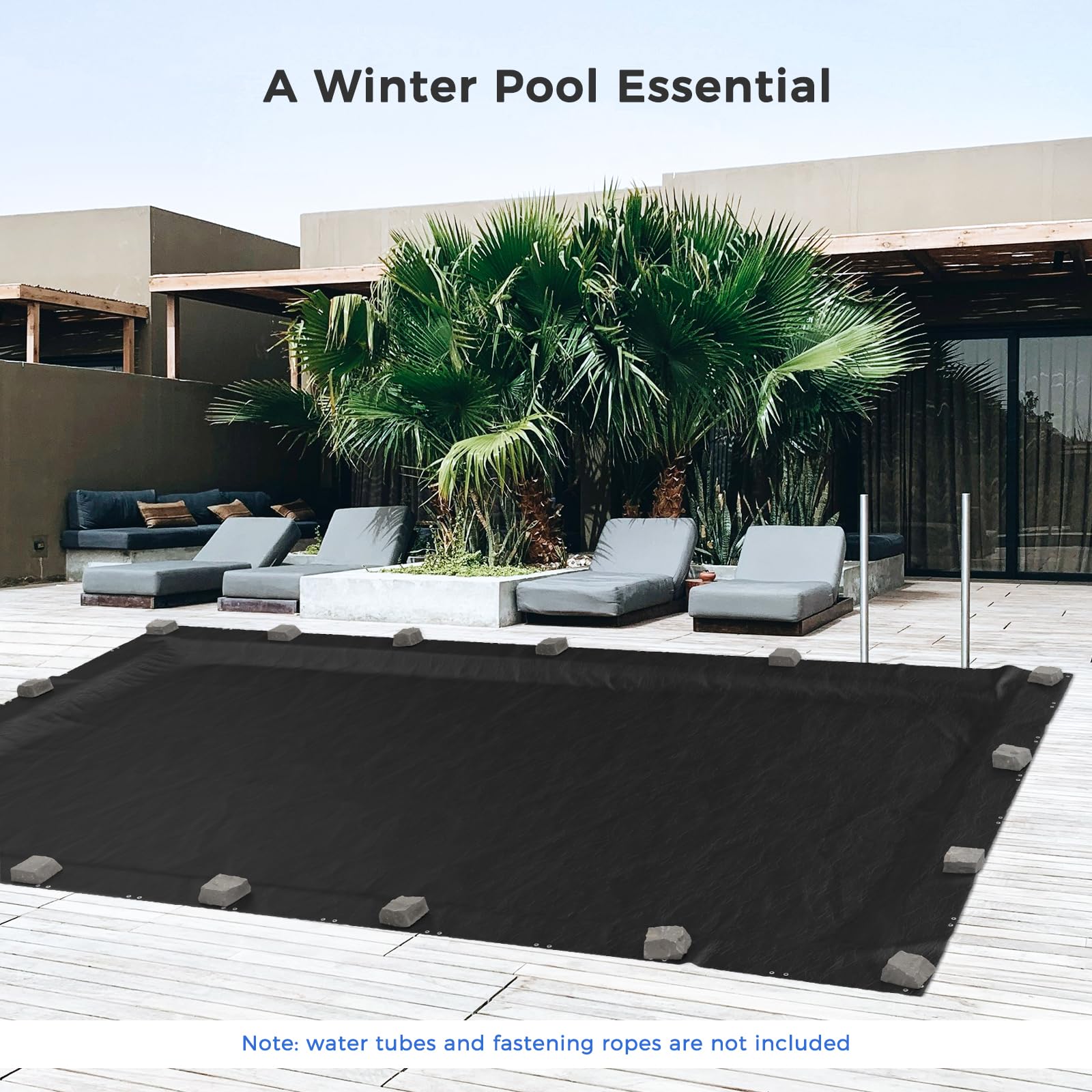 Future Way 16x32 FT Heavy Duty Rectangular Inground Pool Cover - Winter Swimming Pool Protection, Superior Strength & UV Resistant for Cold Weather - Black | Perfect for Seasonal Pool Maintenance & Winterization