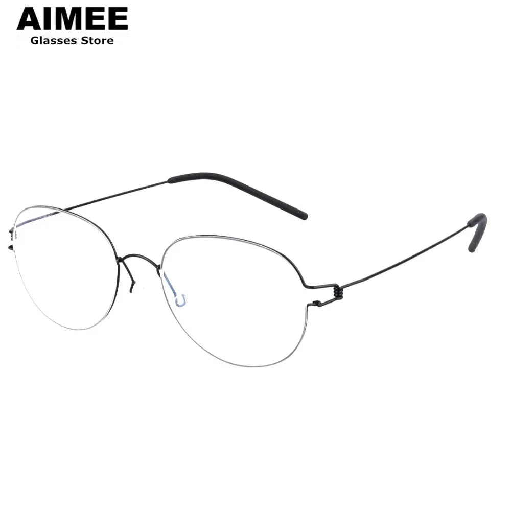 Unisex Full Rim Oval Screwless Titanium Eyeglasses Frame 1743 - Lightweight Durable Glasses for Work, Reading & Everyday Use