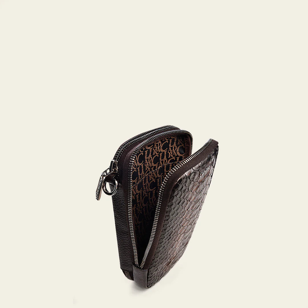 BOC05PH Stylish Small Python Messenger Bag for Men & Women - Fashionable Chocolate Brown Crossbody Bag for Work, Travel & Daily Use