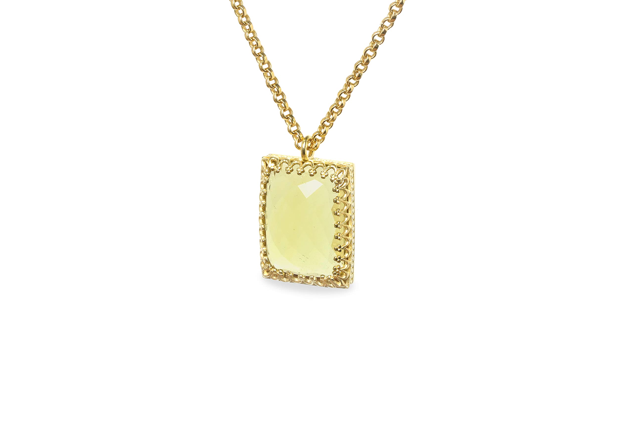Handmade Lemon Quartz Pendant Necklace for Women - Vintage Inspired Crystal Jewelry, Artisan Statement Necklace - Customizable Material - Perfect for Weddings, Parties & Everyday Elegance