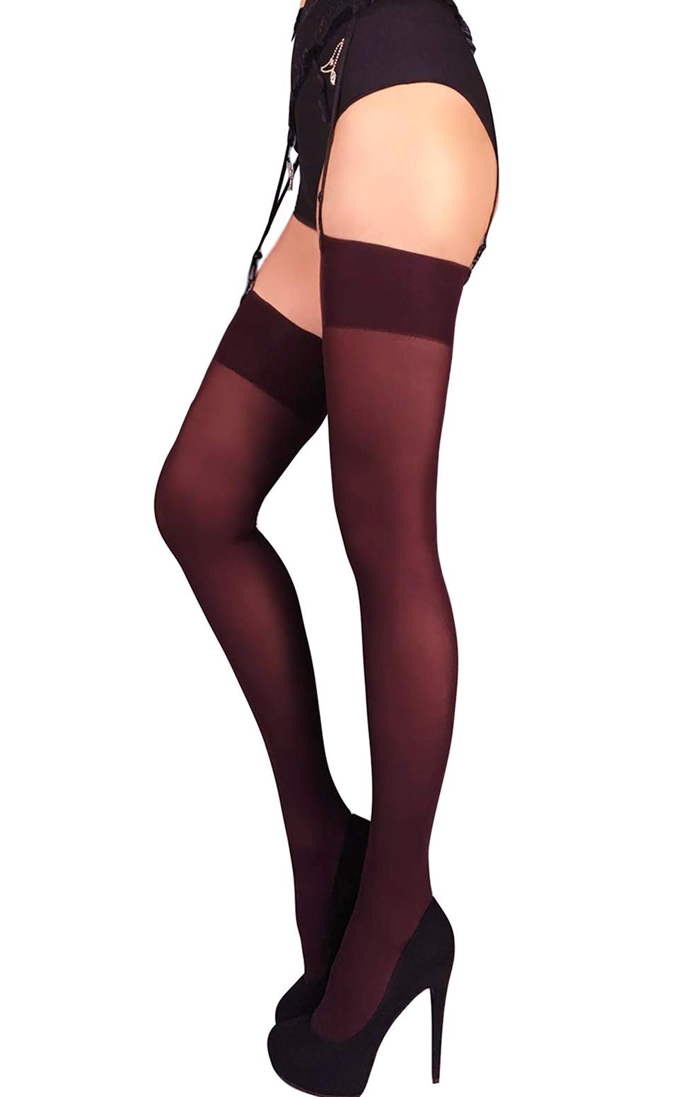 Mila Marutti Women's 40D Semi Opaque Thigh High Stockings with Garter & Suspender Belt | Made in EU | Perfect for Bridal, Cosplay, and Vintage Fashion Outfits