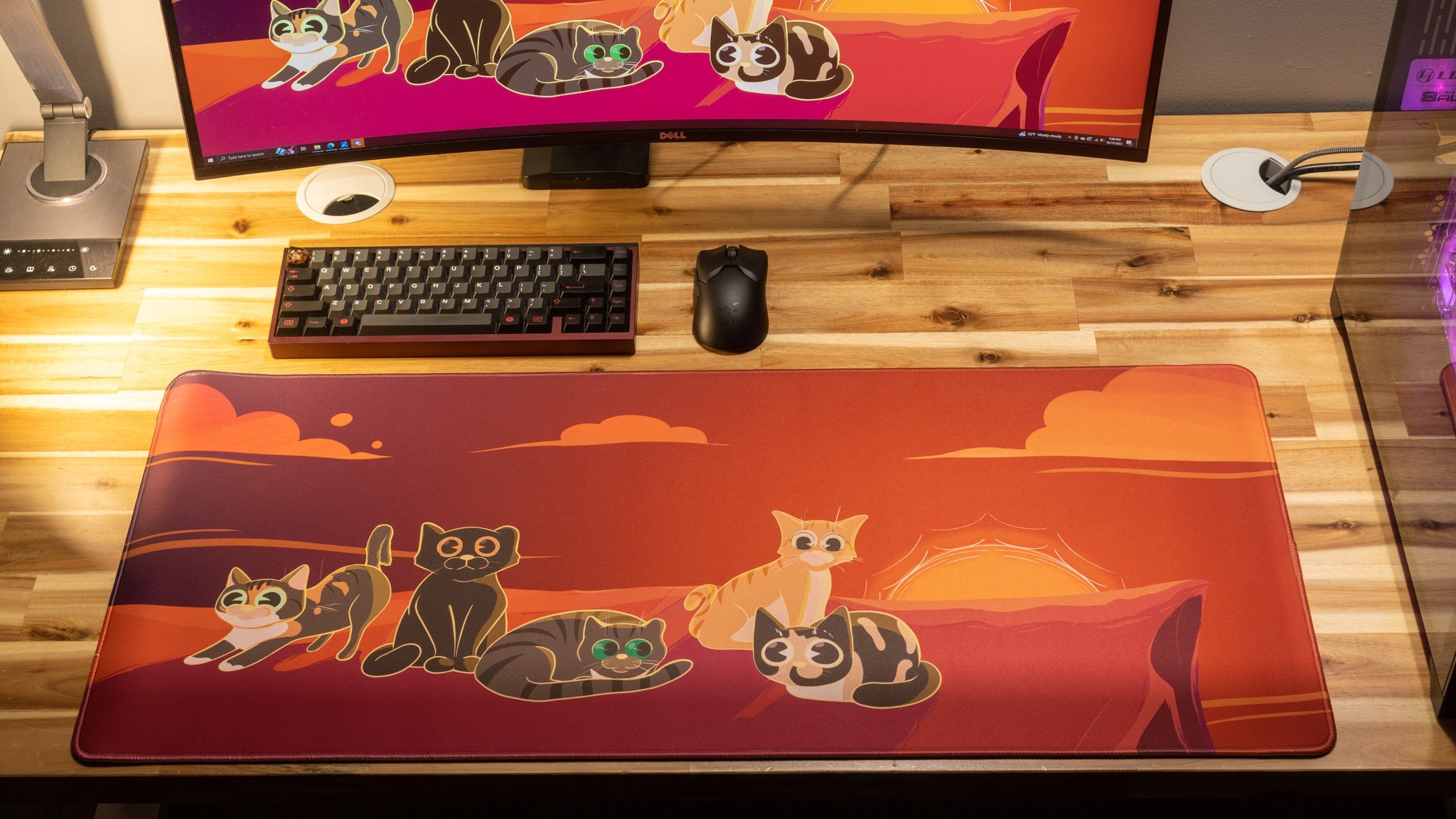 Dooley Noted Meowvelous Morning Creator Collaboration Limited Edition Gaming Desk Mat - Perfect for PC Gaming Setup, Streaming & Office Workspace