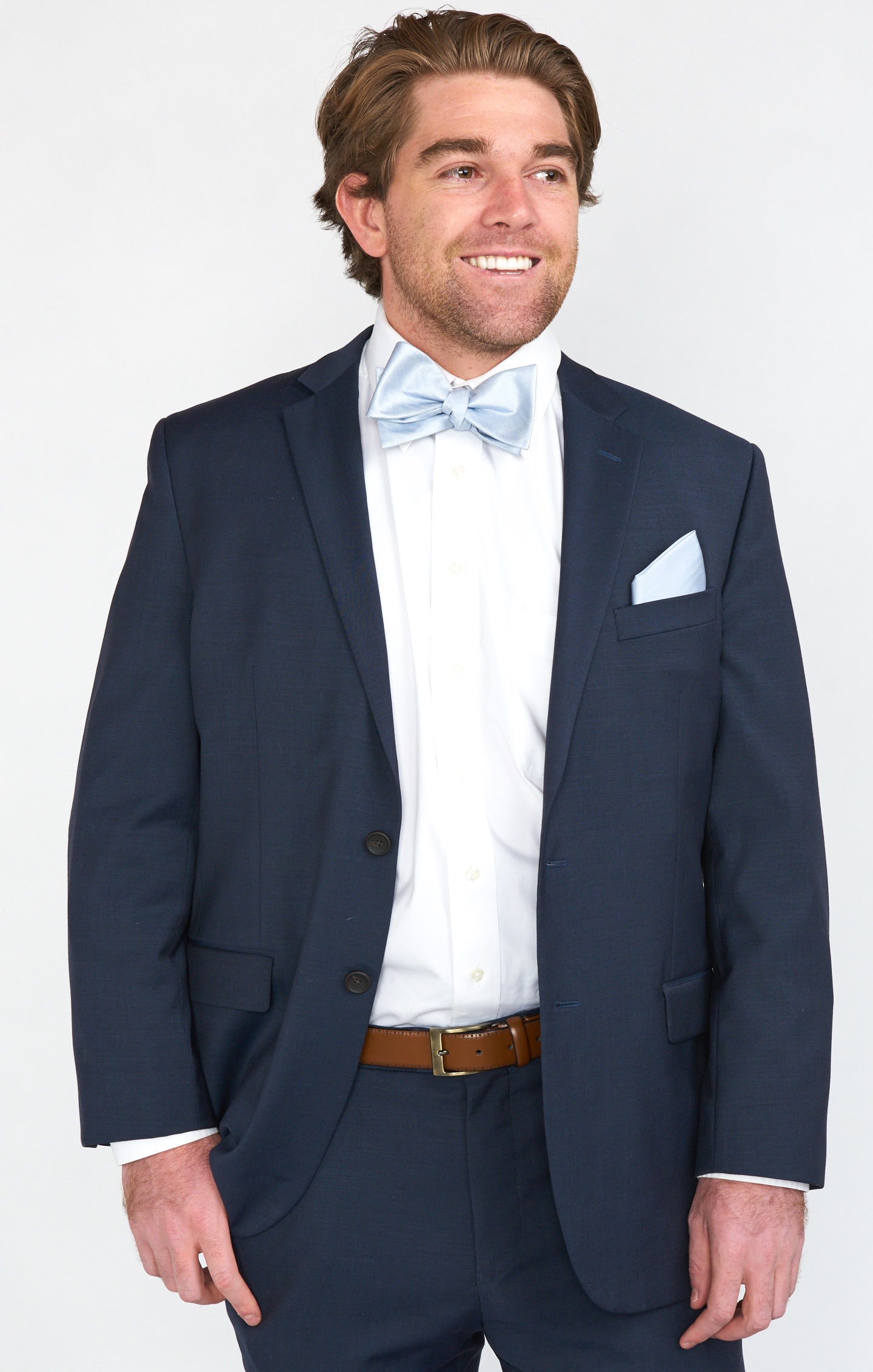 Josh Men's Classic Steel Blue Solid Bow Tie - Elegant Formal Neckwear for Weddings, Prom & Special Occasions