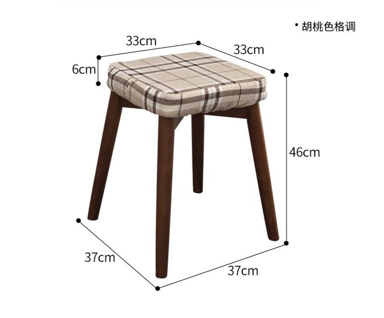 JAXON Solid Wood Cushion Stool - Versatile Seat for Dining, Dressing Table, Bedroom & Living Room - Comfortable & Stylish Home Furniture for Small Spaces