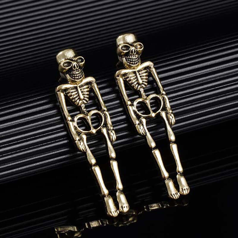 3 Ways Skull Skeleton Ear Jacket Earrings Stud | YM5089 - Gothic Punk Jewelry for Women, Men - Perfect for Halloween, Concerts & Alternative Fashion