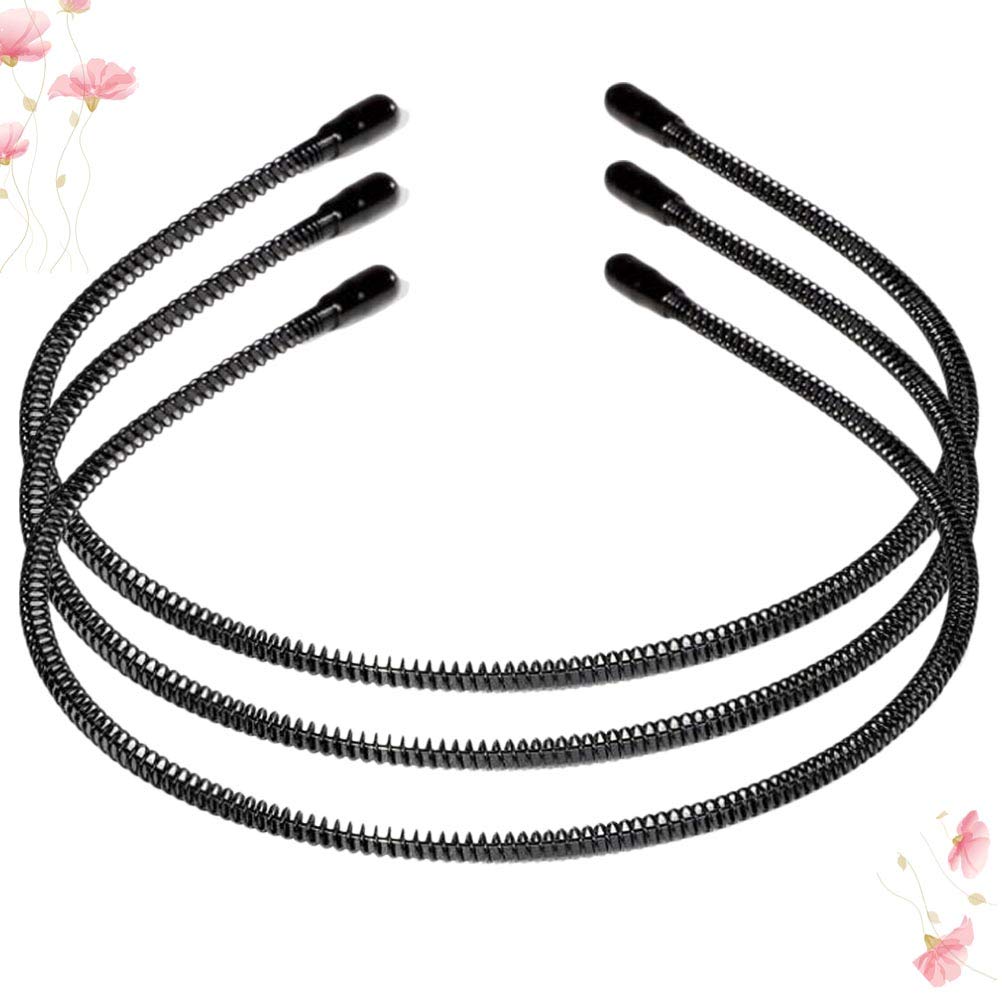 SOLUSTRE 3-Pack Wavy Headbands for Men & Women - Metal Teeth Comb Headbands, Anti-Slip Sports Hair Hoops, Multi-Style Elastic Hair Accessories for Workouts, Running, Yoga and Daily Use