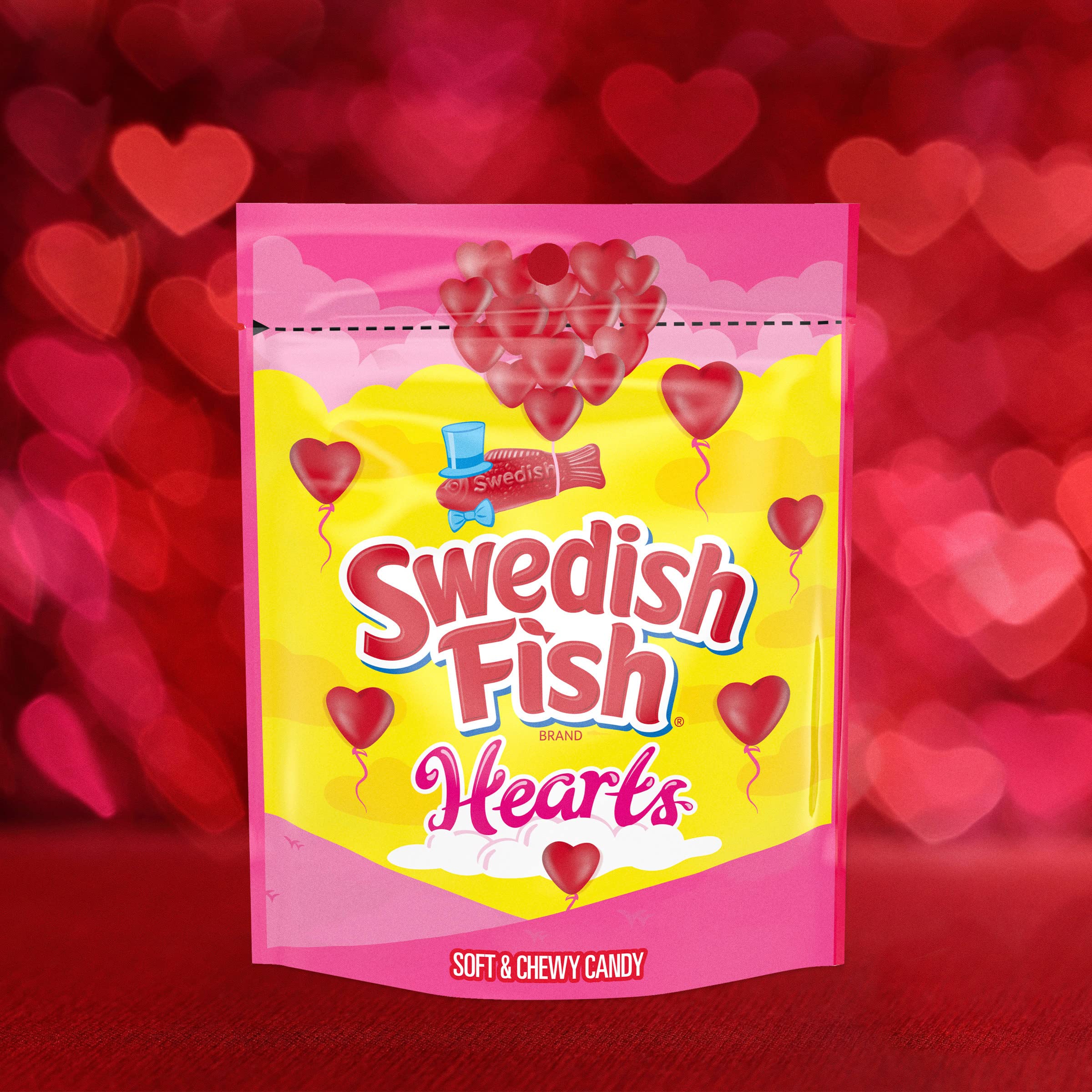 Swedish Fish Soft & Chewy Valentine's Day Candy Hearts - 10 oz Bag - Perfect for Valentine's Gifts, Party Favors & Sweet Treats