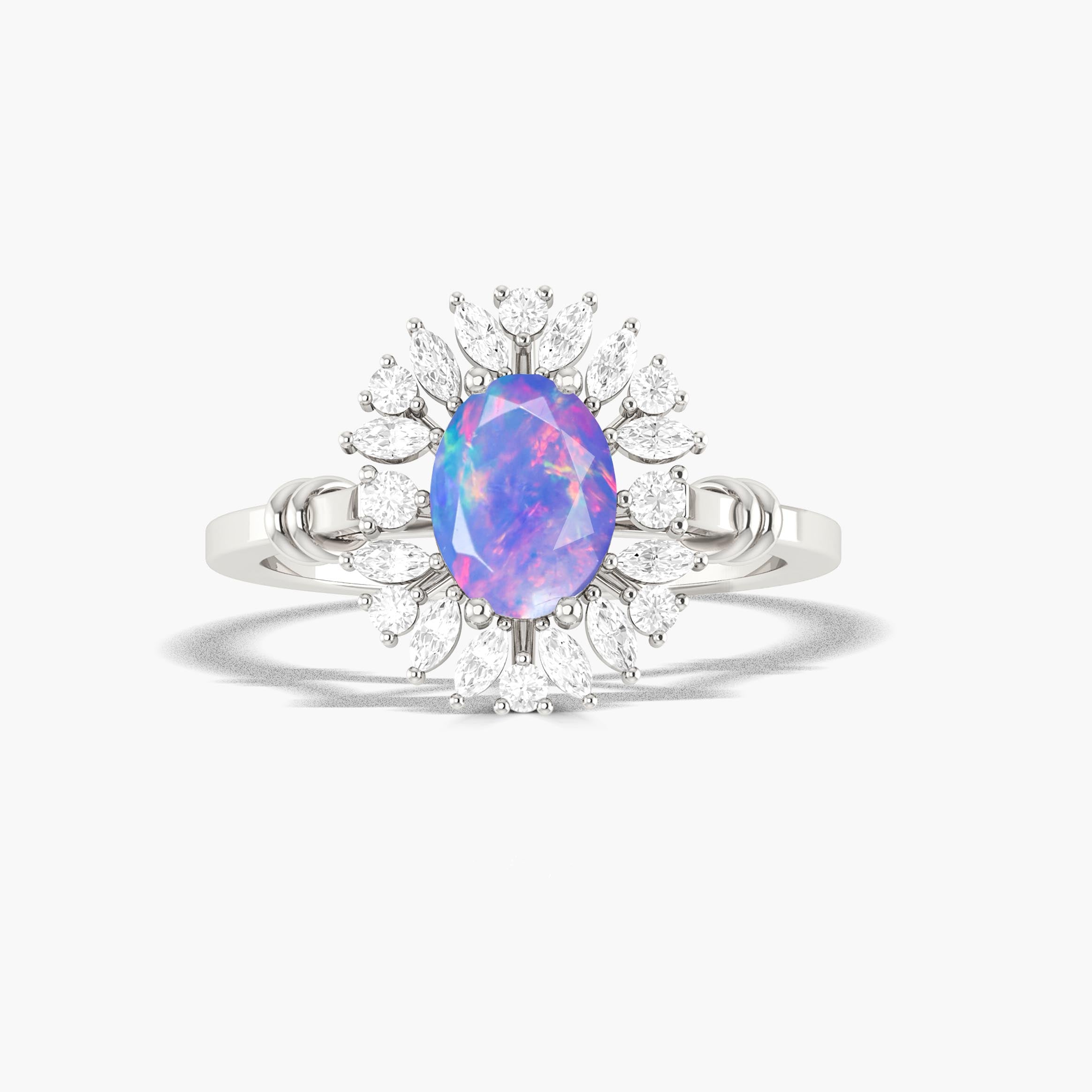 Natural Lavender Ethiopian Opal Wedding Ring for Women - Elegant Handmade Sterling Silver Engagement Band - Perfect for Bridal, Anniversary & Romantic Gifts