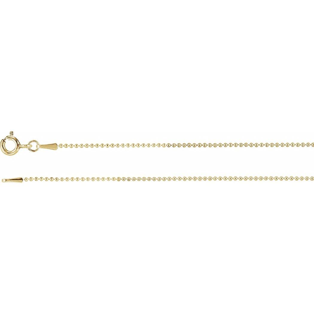 14K Yellow Gold 1mm Bead Charm Pendant Necklace Chain for Women & Men - Dainty Minimalist Jewelry for Everyday Wear, Gifts & Special Occasions