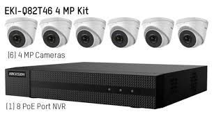 EKI-Q82T46 8-Channel 4MP NVR Security System with 2TB HDD & 6 x 4MP Night Vision Turret Cameras (2.8mm Lens) - Complete Surveillance Kit for Home & Business Security