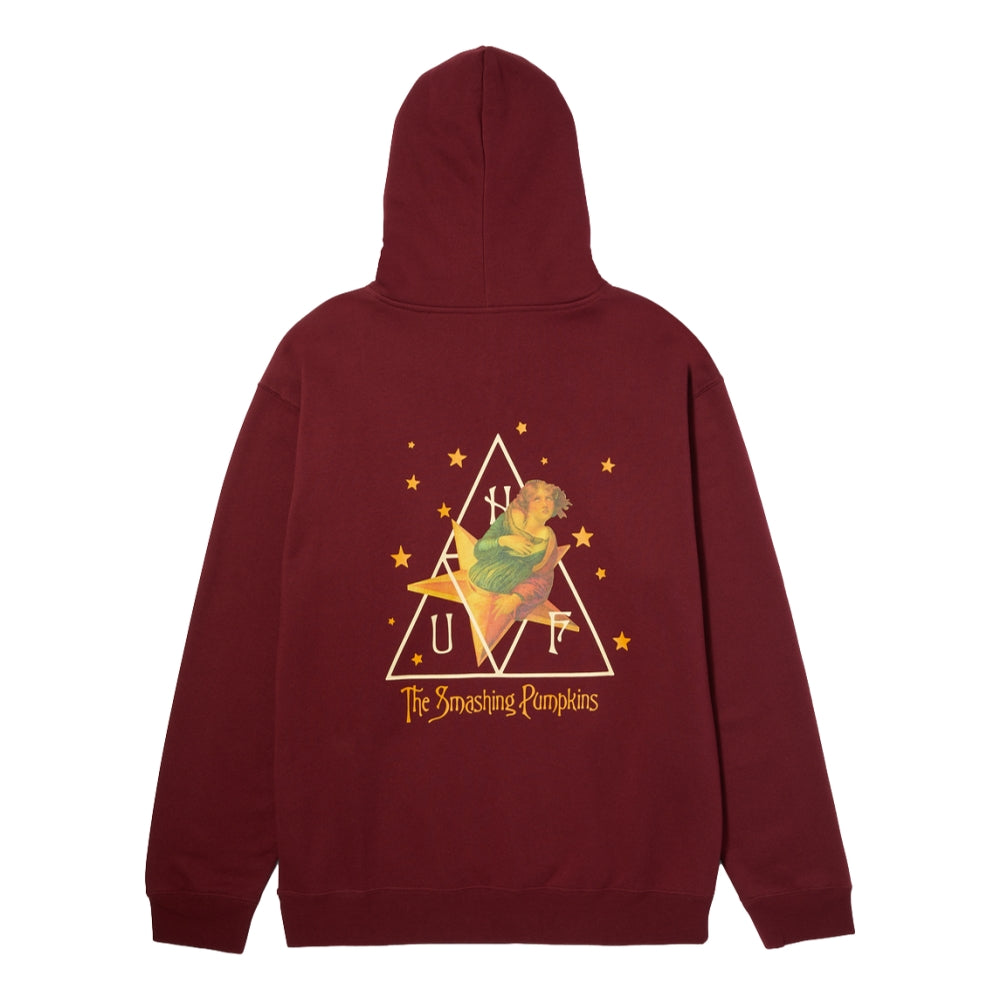 HUF x Smashing Pumpkins Infinite Star Girl Pullover Hoodie - Burgundy Red for Women | Vintage Band Merch, Streetwear Fashion & Casual Wear