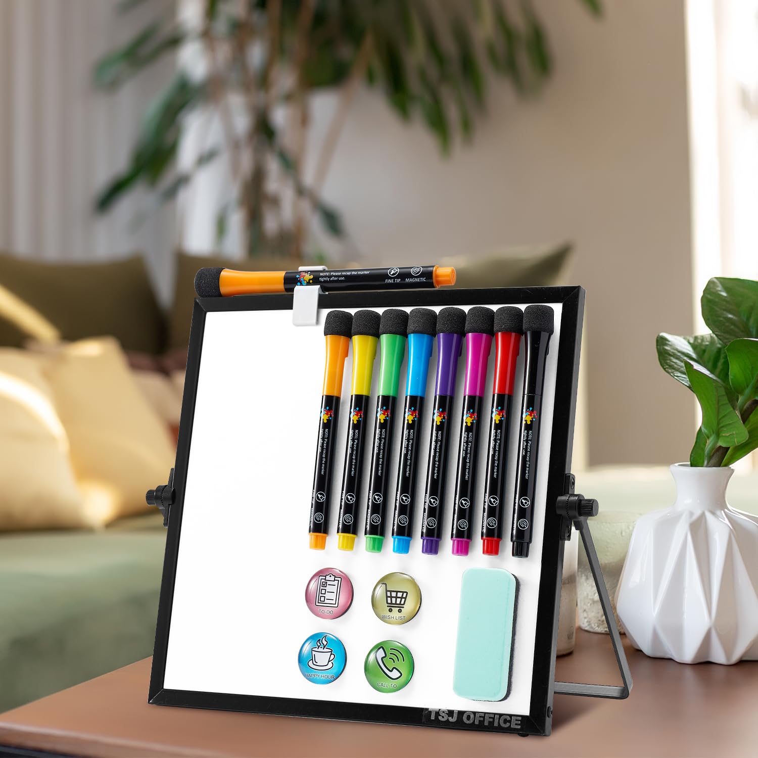 Double-Sided Magnetic Dry Erase Whiteboard - 10x10 Inch Portable Mini Desktop Whiteboard with Stand for Office, School & Home | Perfect for To-Do Lists, Notes & Planning | Ideal for Students, Professionals & Home Organization