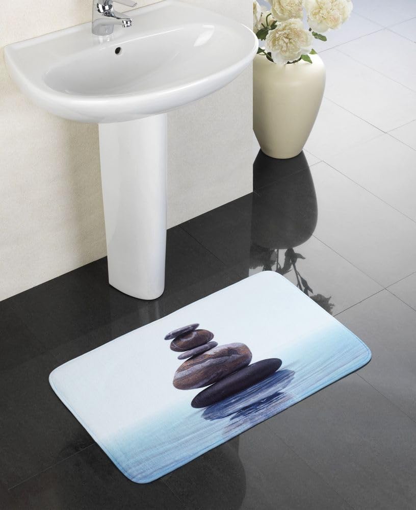 WENKO Non-Slip Meditation Bathroom Mat - Soft, Absorbent & Quick-Dry - Multi-Color Shaggy Rug for Bath, Shower & Yoga - Perfect for Spa, Meditation & Relaxation at Home