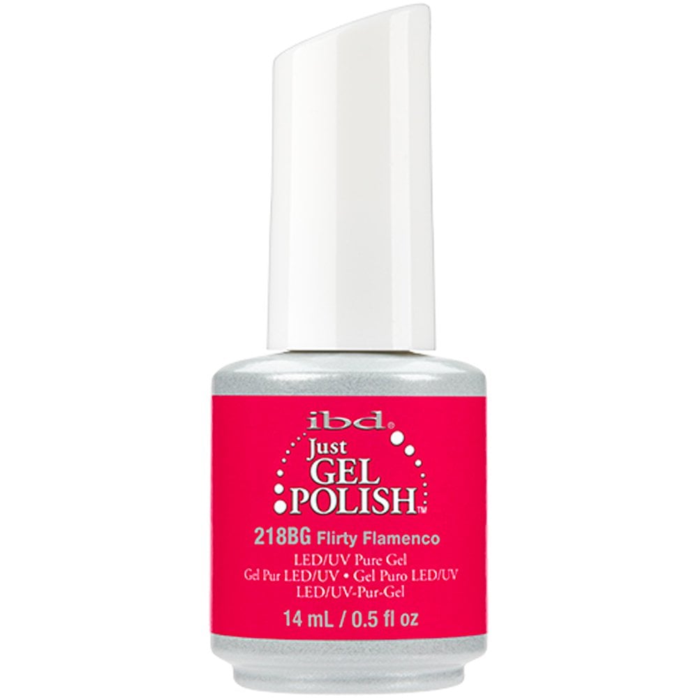IBD Just Gel Polish - Flirty Flamingo Pink Nail Lacquer - Long Lasting & Chip Resistant - Perfect for Manicures, Pedicures & Nail Art Designs